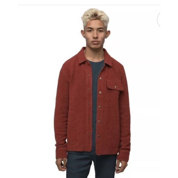 prAna IncrediWool Overshirt Men's Medium Rust Heather | NWT - Picture 1 of 11